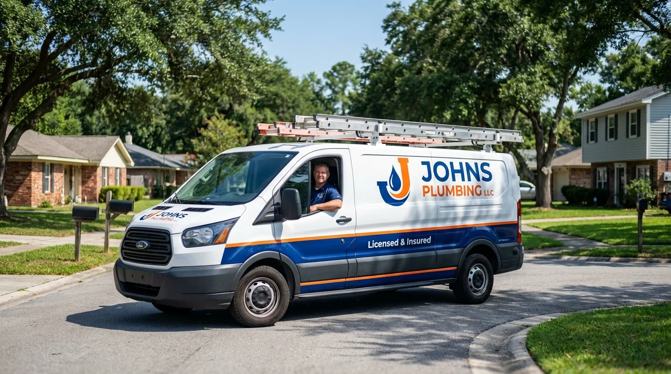 Johns Plumbing LLC service van in Richmond Hill, GA
